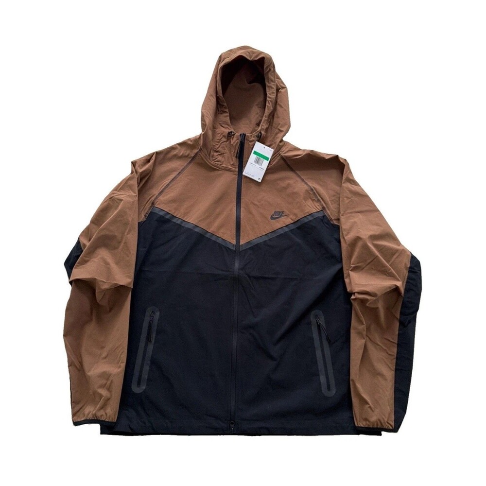 Nike Tech Woven Windrunner Full-Zip Jacket Black/Mosswood Brown Men’s XL-Tall
